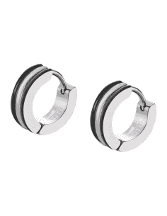 Pendientes para Hombre Aro con detalles negros de Acero - Lotus LS2151/4/1