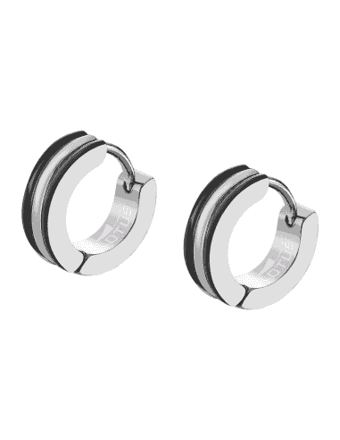Pendientes para Hombre Aro con detalles negros de Acero - Lotus LS2151/4/1