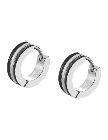 Pendientes para Hombre Aro con detalles negros de Acero - Lotus LS2151/4/1