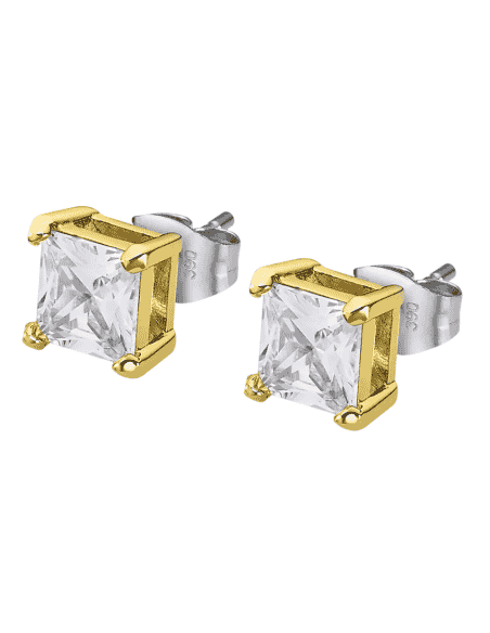 Pendientes para Hombre circonita Cuadrada de Acero Bicolor - Lotus LS2166/4/3