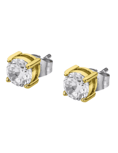 Pendientes para Hombre circonita redonda de Acero Bicolor - Lotus LS2167/4/3