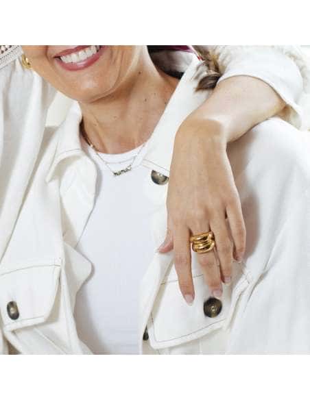 Anillo para Mujer Diseño Doble de Acero Dorado - Lotus LS2443/3/218