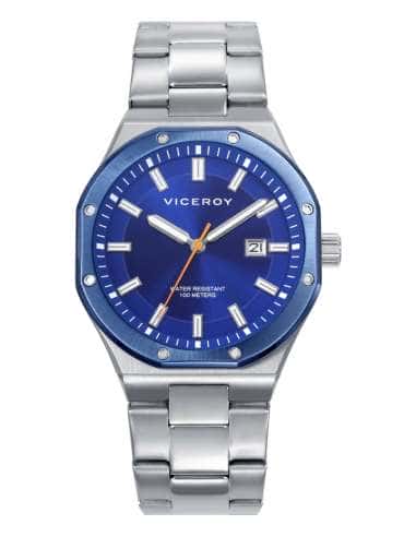 Reloj para Hombre Esfera Azul ,Bisel IP Azul y Brazalete de Acero - Viceroy 401459-37