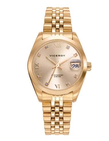 Reloj para Mujer Esfera Dorada  con Caja y Brazalete de Acero Dorado  - Viceroy 42414-23