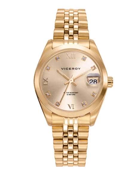 Reloj para Mujer Esfera Dorada  con Caja y Brazalete de Acero Dorado  - Viceroy 42414-23