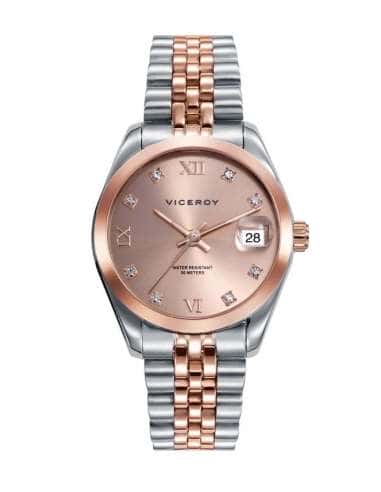 Reloj para Mujer Esfera Rodas  con Caja y Brazalete de Acero Rosado  - Viceroy 42414-93