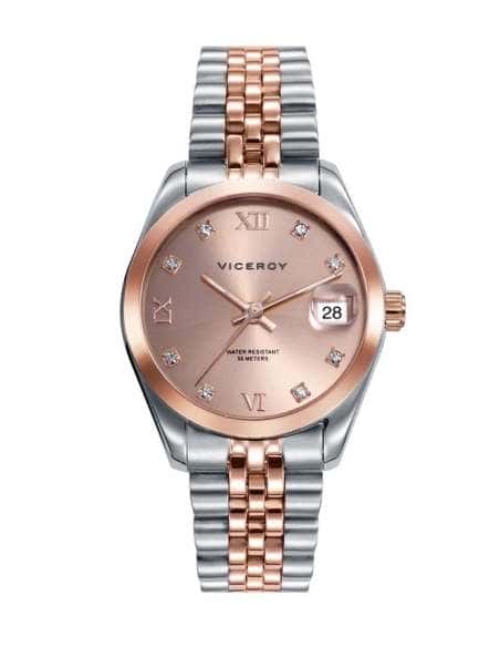 Reloj para Mujer Esfera Rodas  con Caja y Brazalete de Acero Rosado  - Viceroy 42414-93