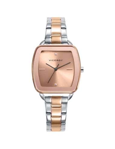 Reloj para Mujer Esfera Rosada con Caja y Brazalete de Acero bitono Rosado  - Viceroy 42454-77