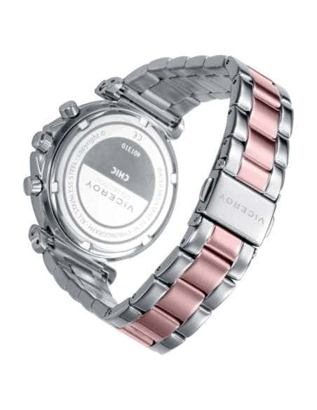 Reloj para Mujer Cronófrafo Esfera Plateada con Caja y Brazalete de Acero bitono Rosado  - Viceroy 401310-07