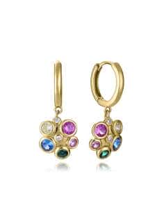 Pendientes  Aro con Colgante de Circonitas Multicolor para Mujer en plata Bañado en Oro - Viceroy 2342E100-30