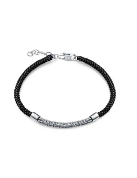 Pulsera para Hombre de Plata con Rodio y Piel Negra - Viceroy 13258P000-95
