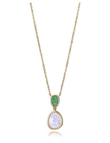 Collar para Mujer de Plata con Baño de Oro con Circonitas Verdes y Madreperla - Viceroy 2364C100-92