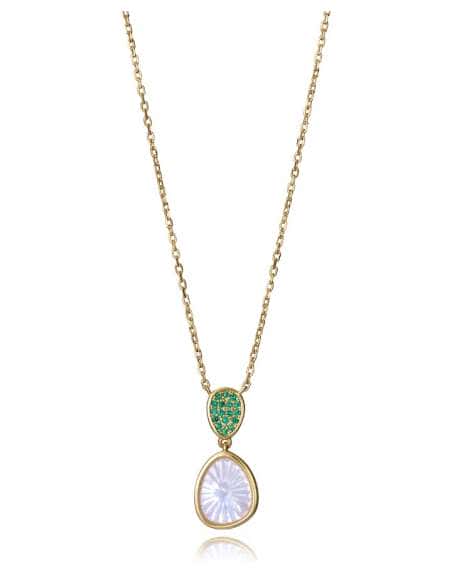 Collar para Mujer de Plata con Baño de Oro con Circonitas Verdes y Madreperla - Viceroy 2364C100-92