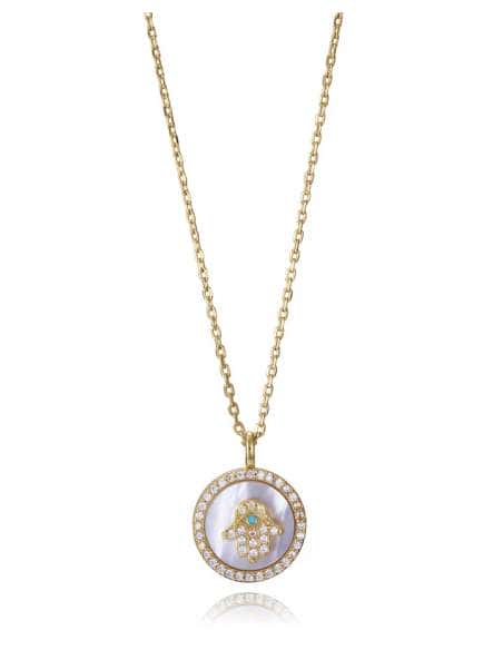 Collar para Mujer de Plata con Baño de Oro Colgante Mano de Fátima con Madreperla y Circonitas - Viceroy 2363C100-90