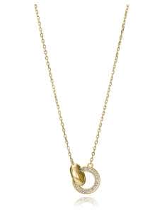 Collar para Mujer de Plata con Baño de Oro Aros Enlazados con Circonitas