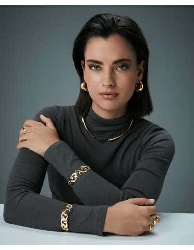 Pulsera Aro para Mujer de Acero Ip dorado rígida abierta diseño de eslabones - Viceroy 5416P01012