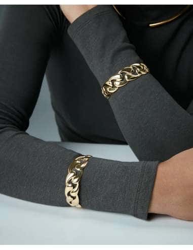 Pulsera Aro para Mujer de Acero Ip dorado rígida abierta diseño de eslabones - Viceroy 5416P01012