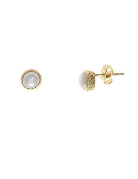 Pendientes para Mujer Aro de Plata Chapada en Dorado con Perla de Agua Dulce - Salvatore 163A0356