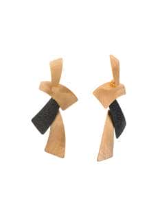 Pendientes para Mujer Aro de Plata con Rectángulos y Detalle en Esmalte Negro Diamantado - Salvatore 203A0375