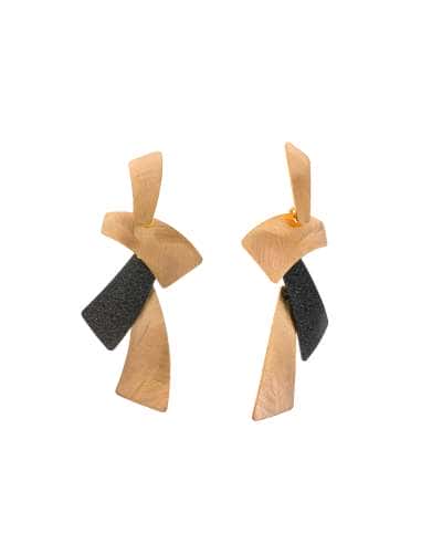 Pendientes para Mujer Aro de Plata con Rectángulos y Detalle en Esmalte Negro Diamantado - Salvatore 203A0375