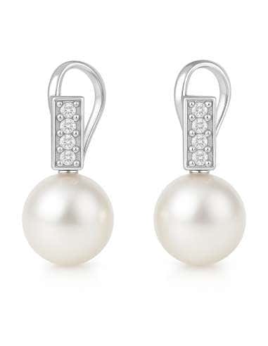 Pendientes para Mujer de Plata Rodiada con Circonitas y Perlas - Salvatore 144A0004