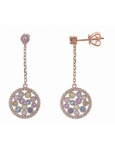 Pendientes para Mujer de Plata Chapada en Oro Rosé con Circonitas - Salvatore 211A0150