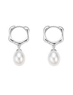 Pendientes para Mujer de plata Aro Orgánico con Perla en Forma de Pera - Salvatore 272MU023