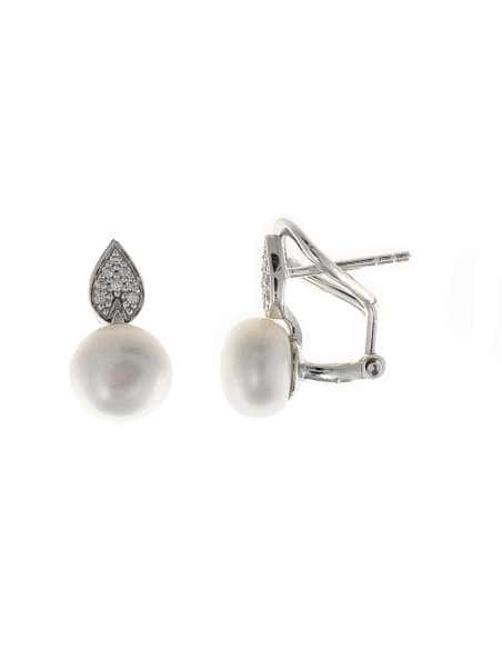 Pendientes para Mujer de Plata Rodiada con Perlas - Salvatore 144A0126