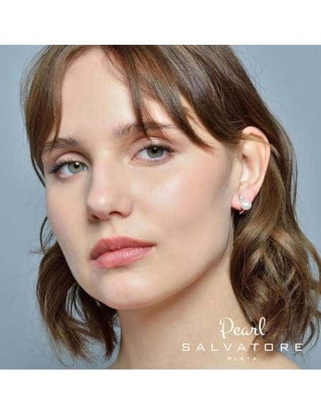 Pendientes para Mujer de Plata Rodiada con Perlas - Salvatore 144A0126