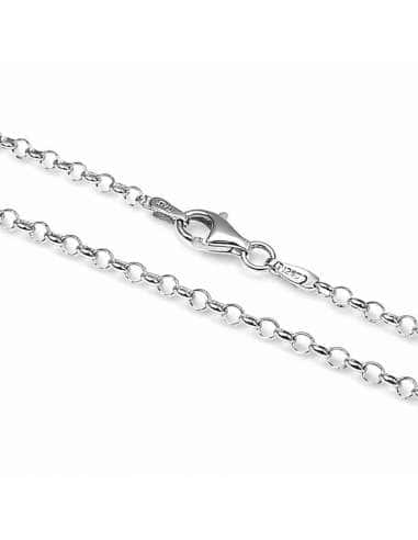 Cadena de Plata Rolo con Cierre Mosquetón – Plata de Ley