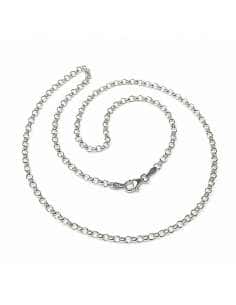 Cadena de Plata Rolo con Cierre Mosquetón – Plata de Ley