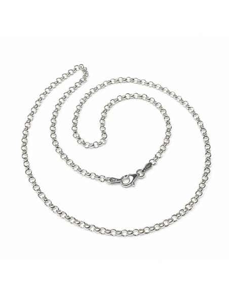 Cadena de Plata Rolo con Cierre Mosquetón – Plata de Ley