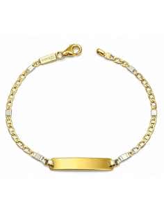 Pulsera Esclava Infantil Oro Bicolor con Chapa Grabable – Oro 9K