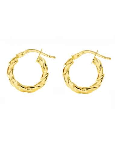 Pendientes Universal Aro Trenzado en Oro Amarillo de 15 mm – Oro 9K