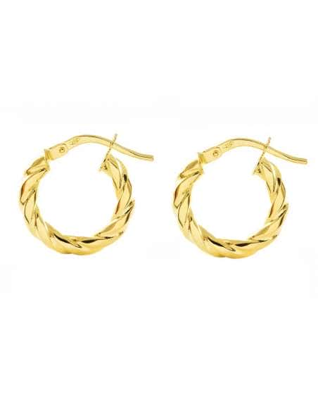 Pendientes Universal Aro Trenzado en Oro Amarillo de 15 mm – Oro 9K