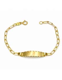 Pulsera Esclava Infantil con Chapa y Eslabón Alargado – Oro Amarillo 18K
