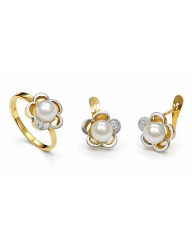Conjunto de Comunión con Perlas – Oro Bicolor 18K