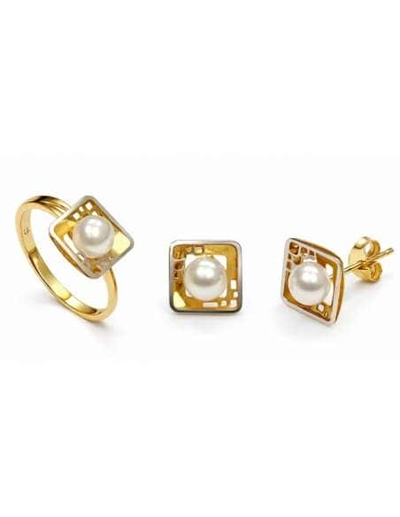 Conjunto de Comunión con Perlas – Oro Bicolor 18K