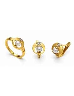 Conjunto de Comunión con Perlas – Oro Bicolor 18K