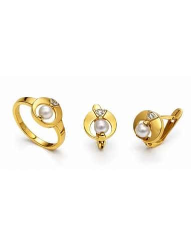 Conjunto de Comunión con Perlas – Oro Bicolor 18K