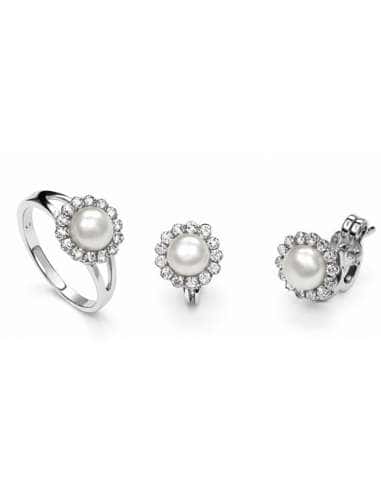 Conjunto de Comunión con Perlas y circonitas – Oro Blanco 18K