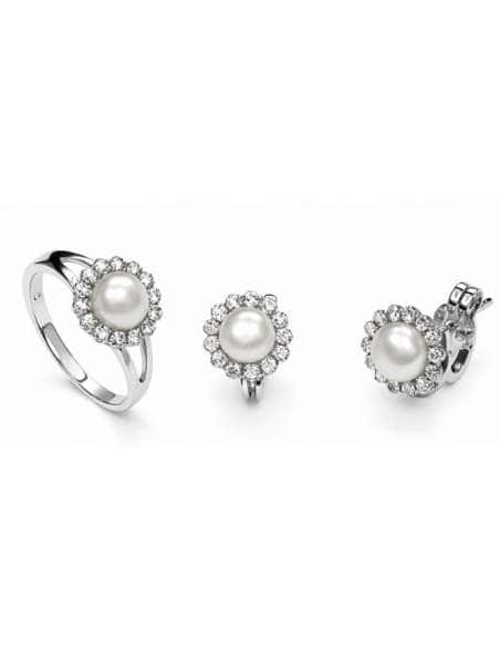 Conjunto de Comunión con Perlas y circonitas – Oro Blanco 18K
