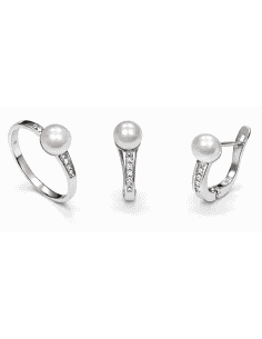 Conjunto de Comunión con Perlas y circonitas – Oro Blanco 18K