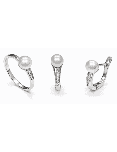 Conjunto de Comunión con Perlas y circonitas – Oro Blanco 18K