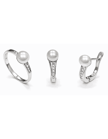 Conjunto de Comunión con Perlas y circonitas – Oro Blanco 18K