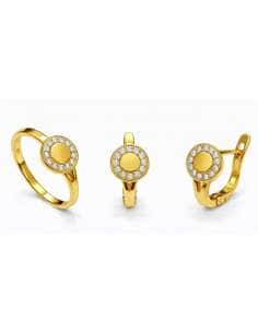 Conjunto de Comunión Redondo Liso con Circonitas – Oro Amarillo 18K