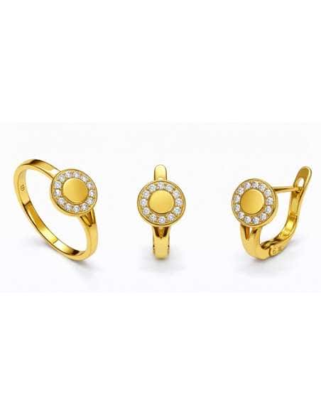 Conjunto de Comunión Redondo Liso con Circonitas – Oro Amarillo 18K