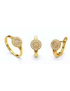 Conjunto Comunión Doble Círculo Circonitas – Oro Amarillo 18K