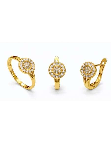 Conjunto Comunión Doble Círculo Circonitas – Oro Amarillo 18K