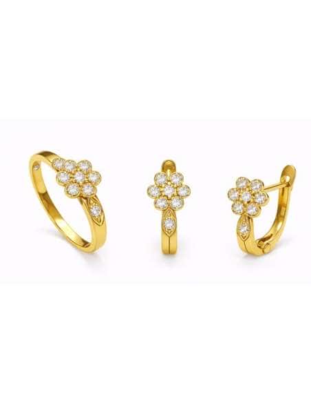 Conjunto de Comunión Flor con Circonitas – Oro Amarillo 18K